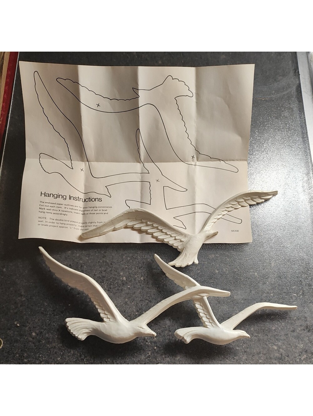 Retro Homco Seagulls 1981 Wall plastic w/ rare hanging instructions